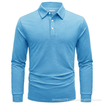 Long Sleeve Polo Shirts Golf Casual Polos Collared Shirts with 3-Button Lightweight Tops Sports Outdoor